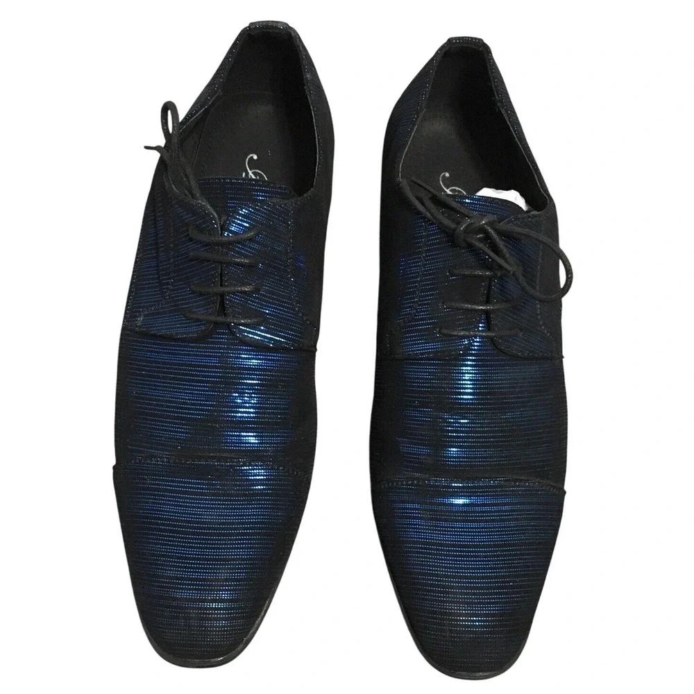 Amali Men's‎ Shoes Royal Blue Pin Stripe Look With Black Laces Size 10.5 Dance